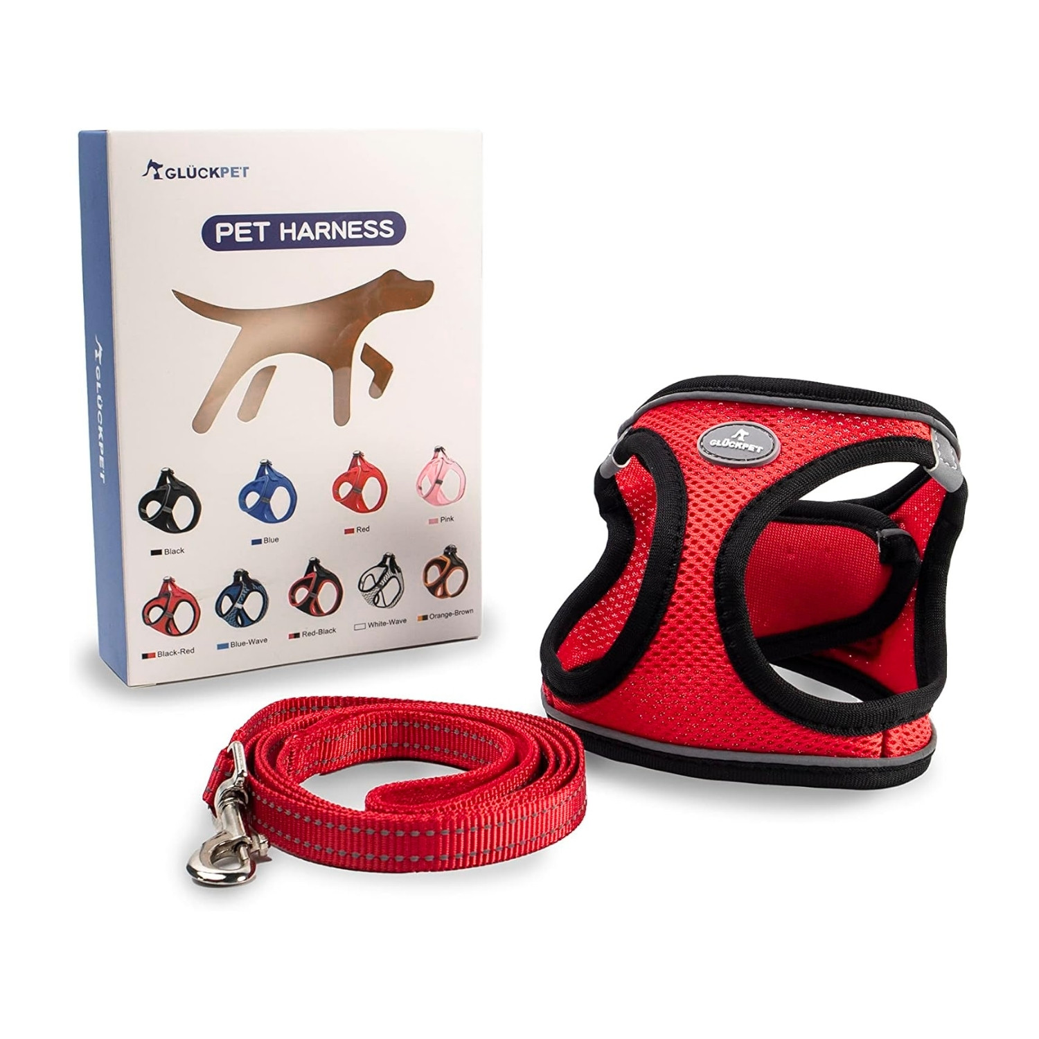 Arnés para Perros Pequeños y Medianos con Correa de 1.4m Antitirones Reflectante Talla XS Glückpet Arneses para Perros 1
